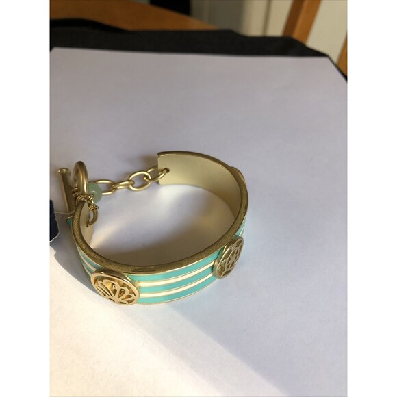NWT Vineyard Haven Bracelet Cuff Turquoise Color Shells w/ Crystal - Picture 8 of 9